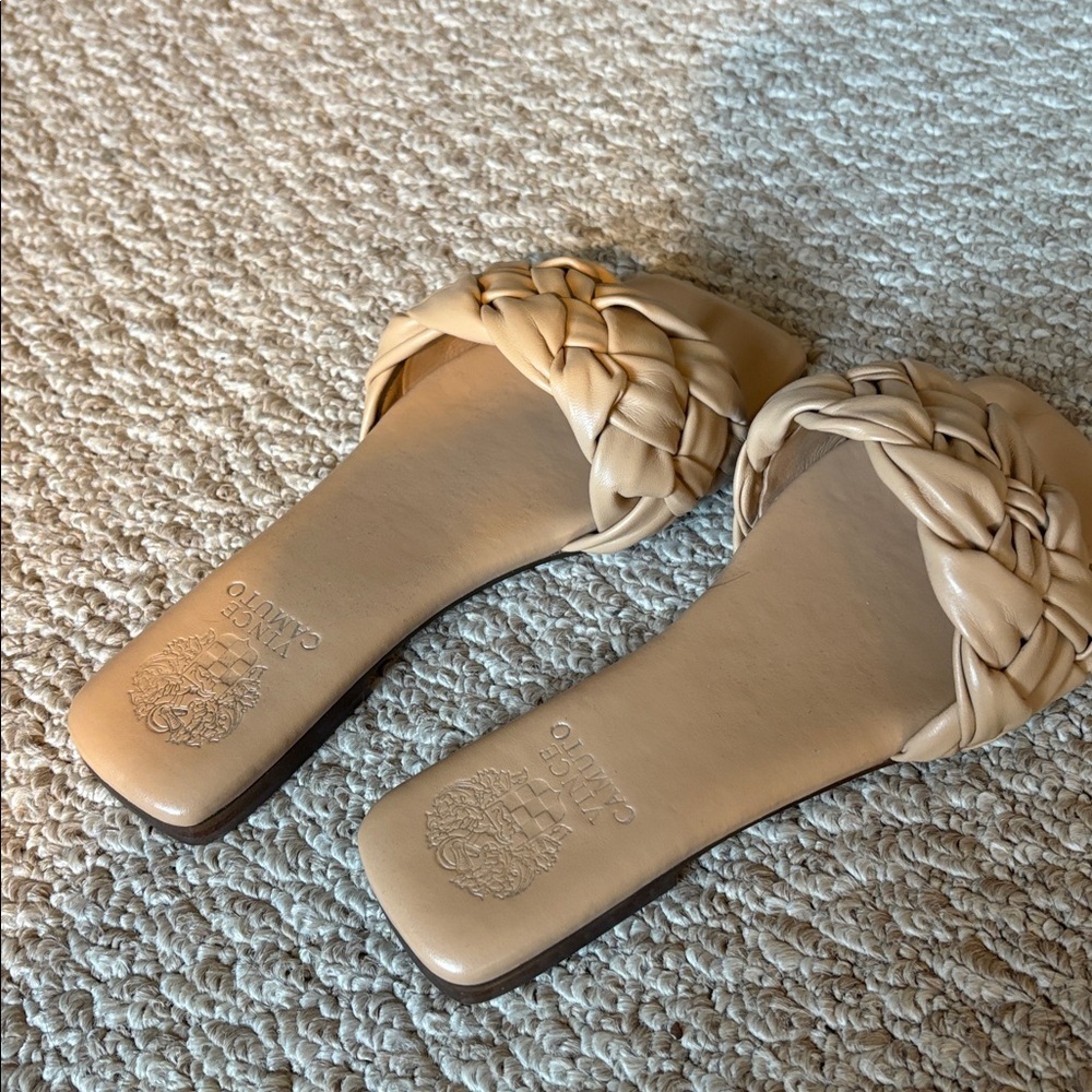 Vince Camuto Tan Braided Slides
